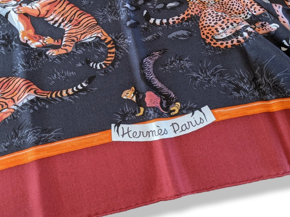 Hermes 2012 TENDRESSE FELINE by Robert Dallet Cashmere Shawl 140, New!