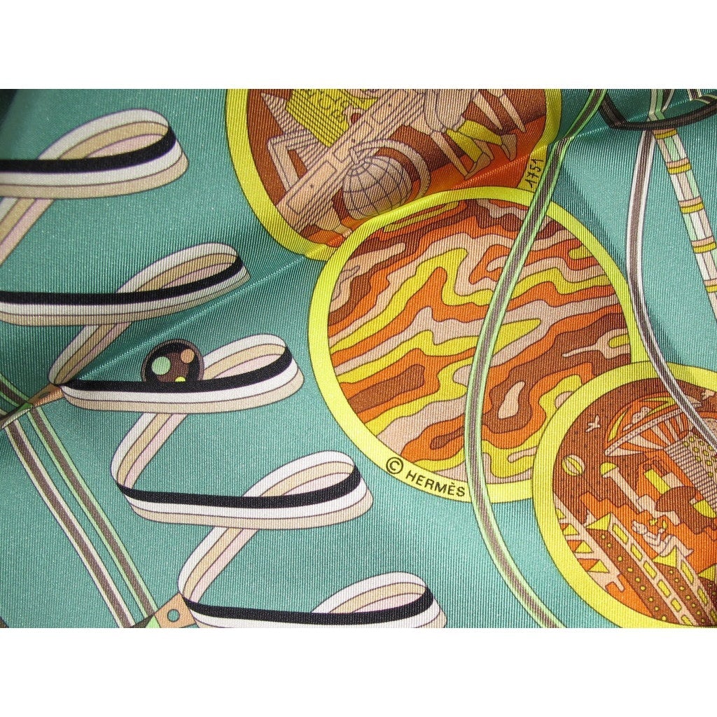 Hermes 2012 green Laboratoire de Temps slk scarf Twill 90