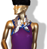 Hermes 2013 Beige Etoupe Blue Aux Sports d'Hiver Vintage Silk 70, NIB! - poupishop