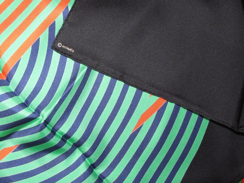 Hermes 2013 Black Orange Green Maillons de Joel Stein Twill 90cm