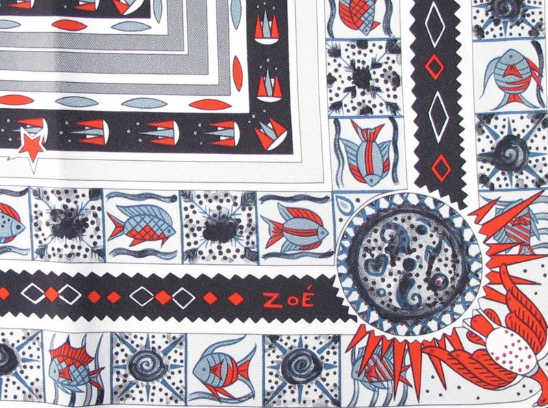 Hermes 2013 Black White Red Ors Bleus d' Afrique by Zoe Pauwels Twill 90cm, NIB! - poupishop