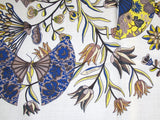 Hermes 2013 Blanc/Bleu/Jaune FLEURS ET PAPILLONS DE TISSUS Cashmere Shawl 140 - poupishop