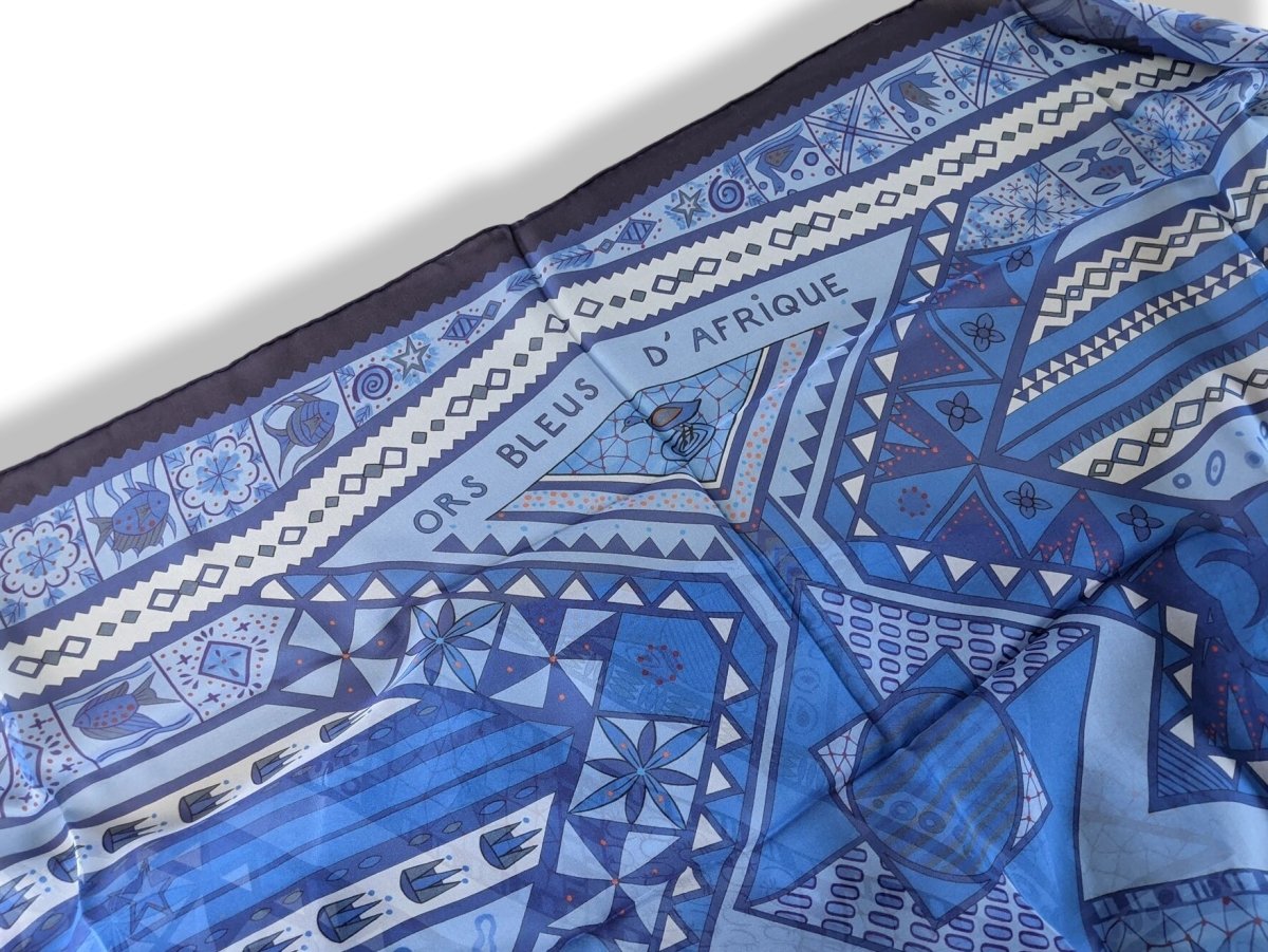 Hermes 2013 Bleu ORS BLEUS D'AFRIQUE by Zoe Pauwels Mousseline 140, New! - poupishop