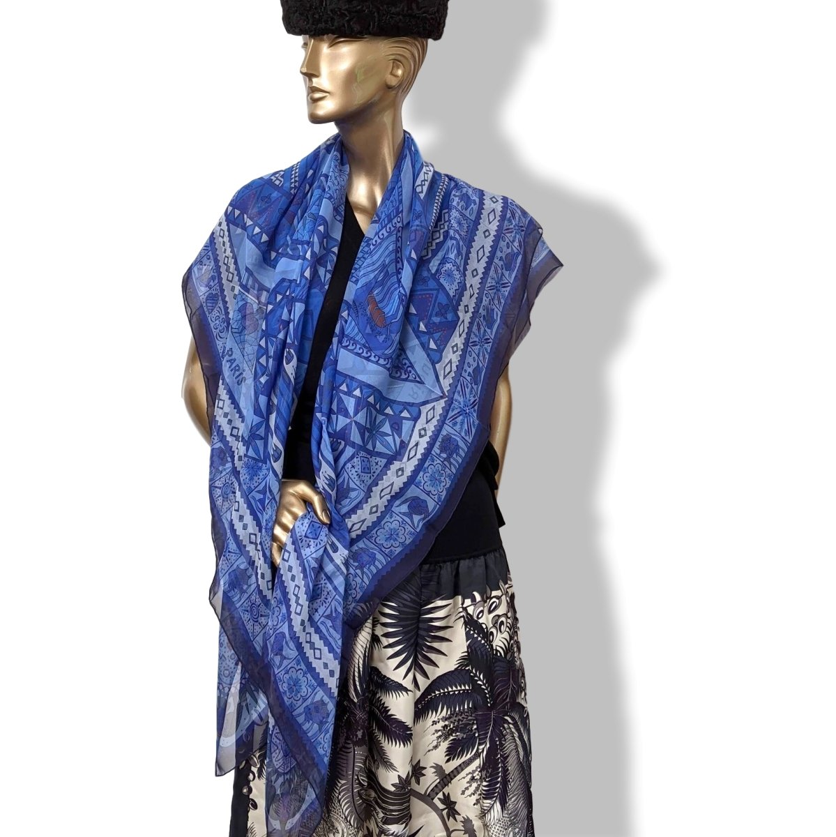 Hermes 2013 Bleu ORS BLEUS D'AFRIQUE by Zoe Pauwels Mousseline 140, New! - poupishop