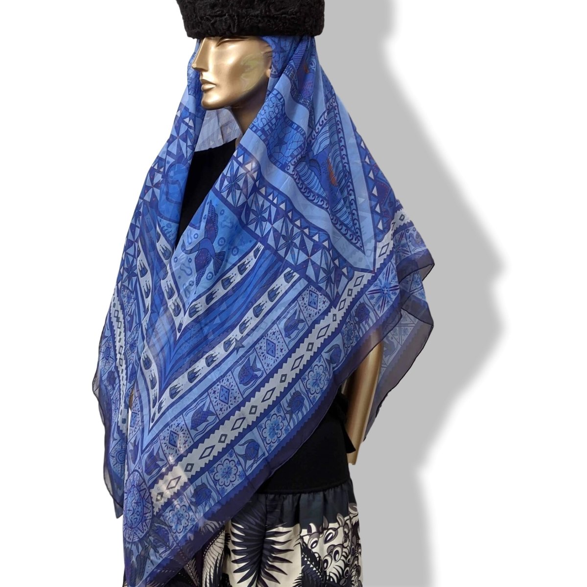Hermes 2013 Bleu ORS BLEUS D'AFRIQUE by Zoe Pauwels Mousseline 140, New! - poupishop