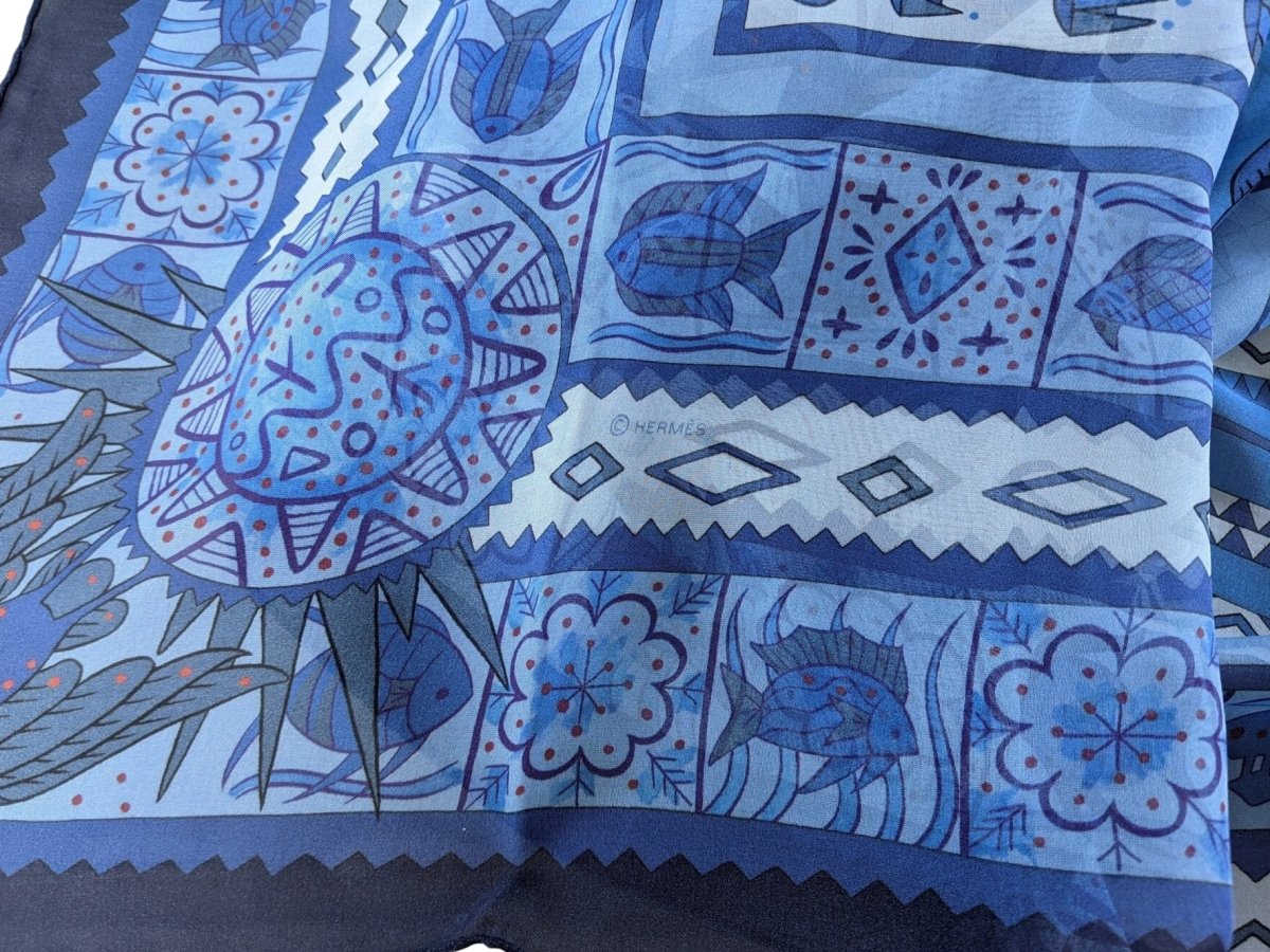 Hermes 2013 Bleu ORS BLEUS D'AFRIQUE by Zoe Pauwels Mousseline 140, New! - poupishop