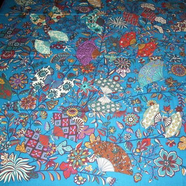 Hermes 2013 Canard/Vert Fleurs et Papillons de Tissus Cashmere 140, New! - poupishop