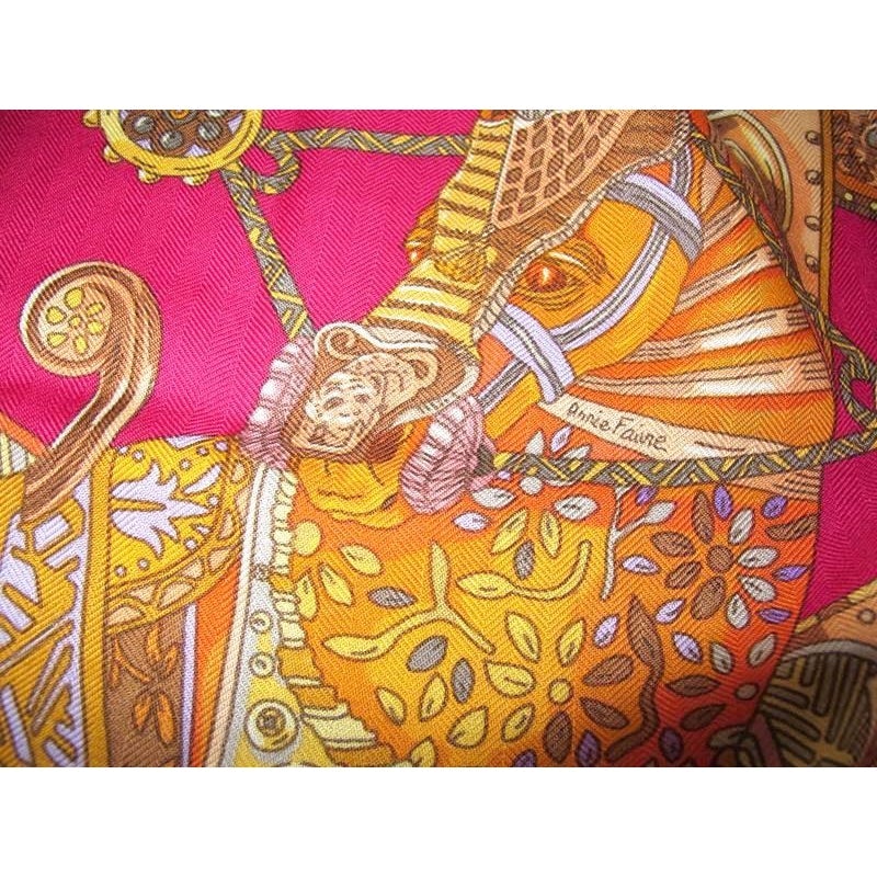 Hermes 2013 cw02 Saumon/Fuchsia Le Songe de la Licorne Cashmere 140, NIB! - poupishop