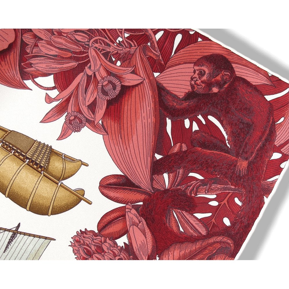 Hermes 2013 cw12 Ivory Bordeaux Tous les Bateaux du Monde by Aline Honore Twill 90cm, New! - poupishop