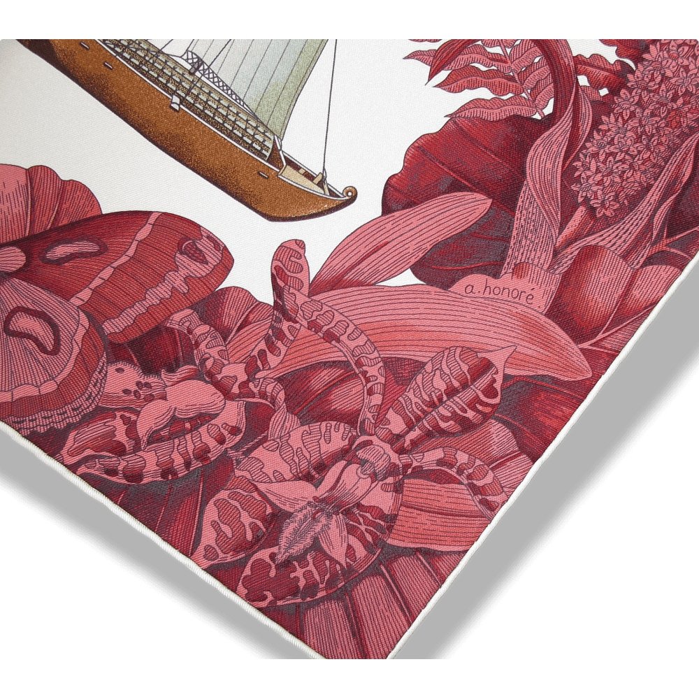 Hermes 2013 cw12 Ivory Bordeaux Tous les Bateaux du Monde by Aline Honore Twill 90cm, New! - poupishop