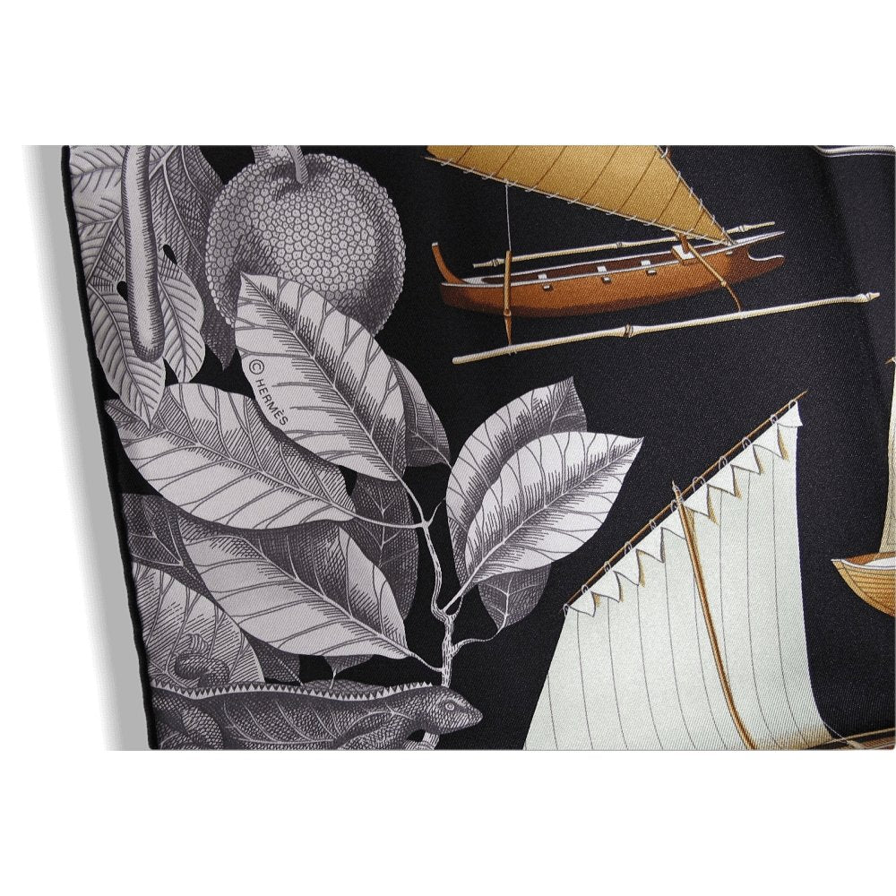 Hermes 2013 cw17 Black/Grey Tous les Bateaux du Monde Twill 90cm, New! - poupishop