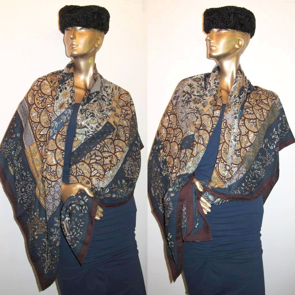 Hermes 2013 Grey Pique Fleuri de Provence Cashmere Shawl 140 - poupishop