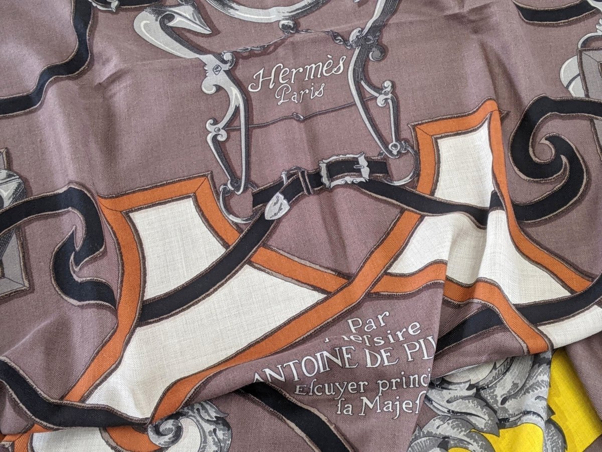 Hermes 2013 Marron/Jaune/Naturel L'INSTRUCTION DU ROY Cashmere 140, GRAIL, Mint! - poupishop