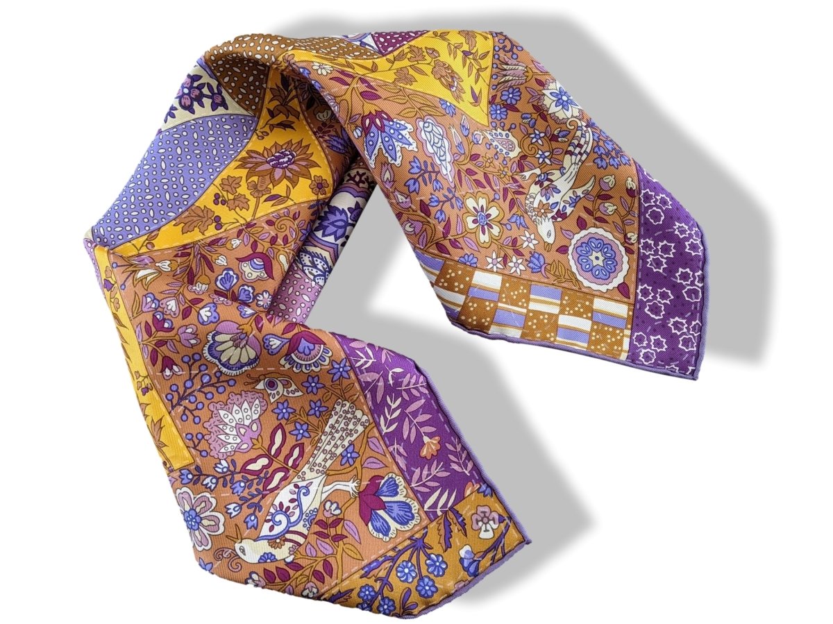 Hermes 2013 Multi PIQUE FLEURI by Christine Henry Gavroche Twll Silk 45 cm, New! - poupishop