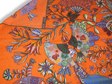 Hermes 2013 Orange/Bleu FLEURS ET PAPILLONS DE TISSUS Cashmere Shawl 140, Box! - poupishop