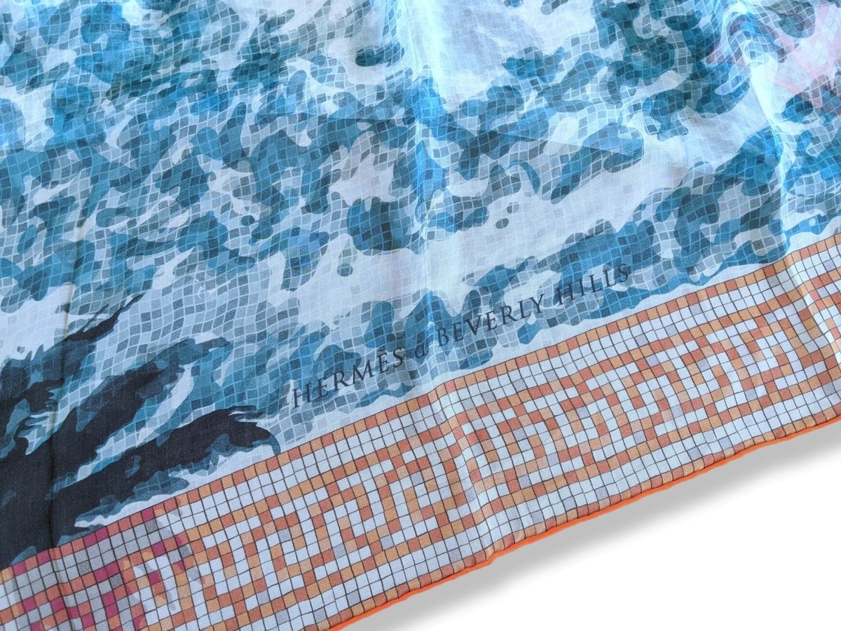 Hermes 2013 Orange/Blue BEVERLY HILLS by Benoit Pierre Emery Mousseline 140, Special Issue! - poupishop