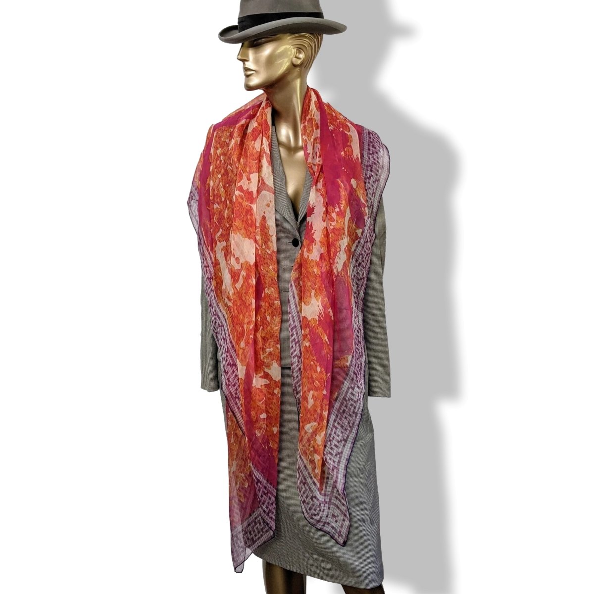 Hermes 2013 Rouge Limited Issue BEVERLY HILLS by Benoit Pierre Emery Mousseline Shawl 140, RARE, NIB! - poupishop
