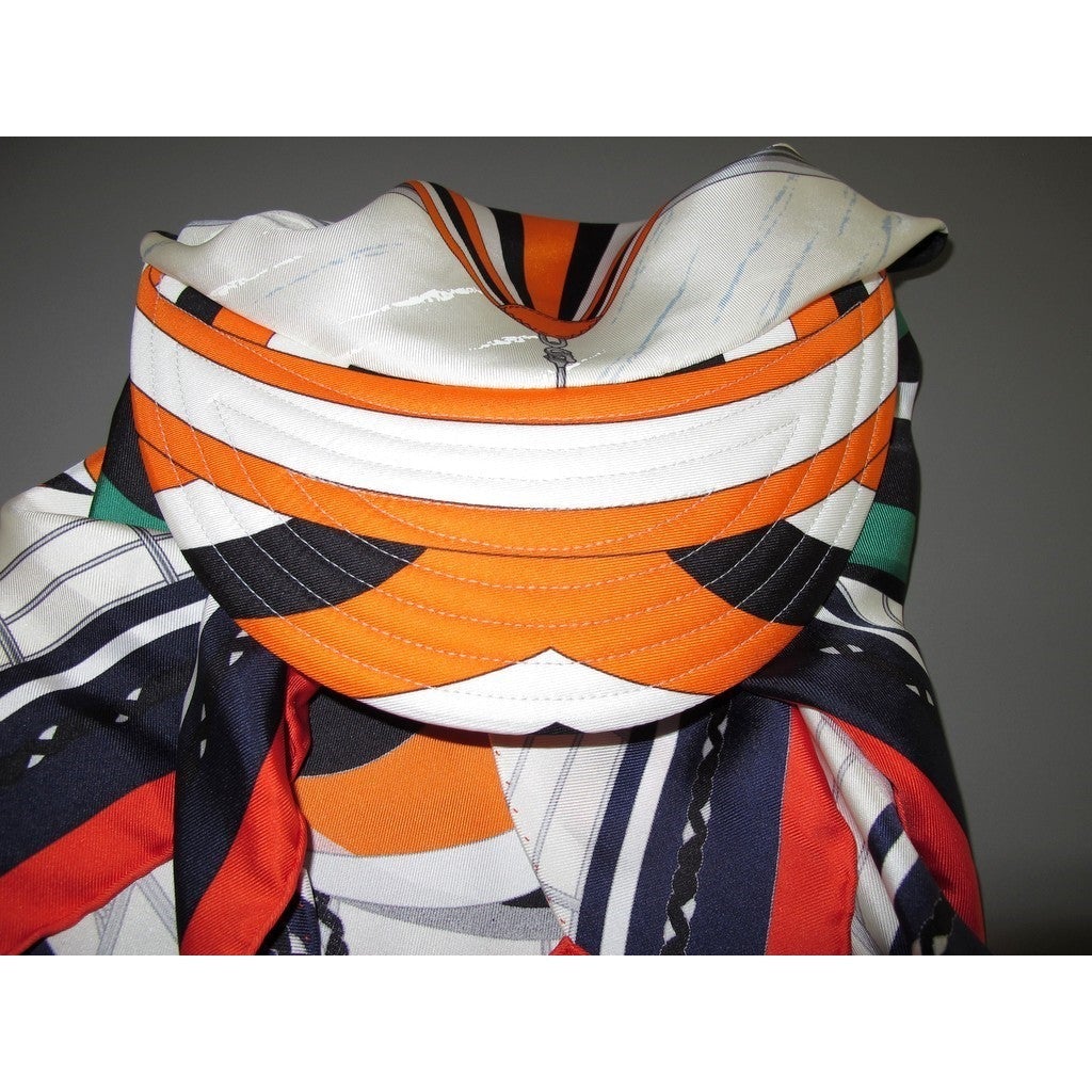 Hermes 2013 Spinnakers Jacquard Silk Scarf-Cap Hat All Sizes, New! - poupishop