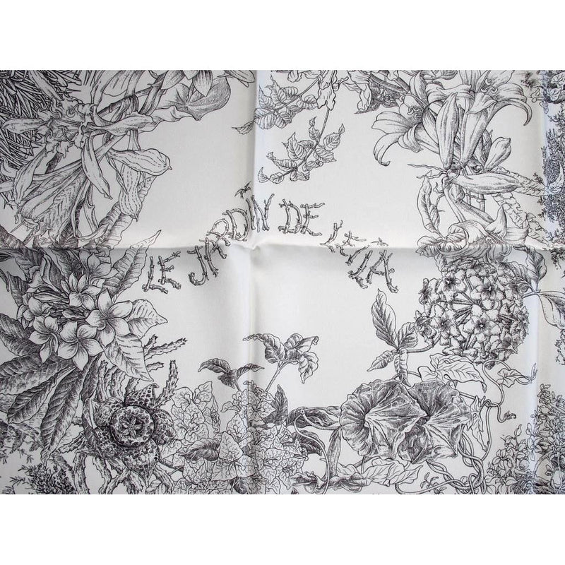 Hermes 2014 Black and White Le Jardin de Leila by Françoise Houtin Twill 90cm, Mint in Box! - poupishop