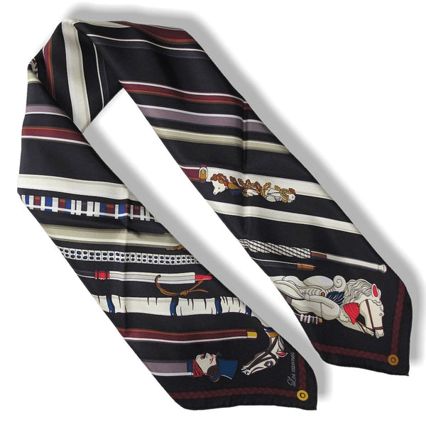 Hermes 2014 Black/Burgundy/Ivory LES CANNES by Virginie Jamin Twill 90cm, NIB! - poupishop