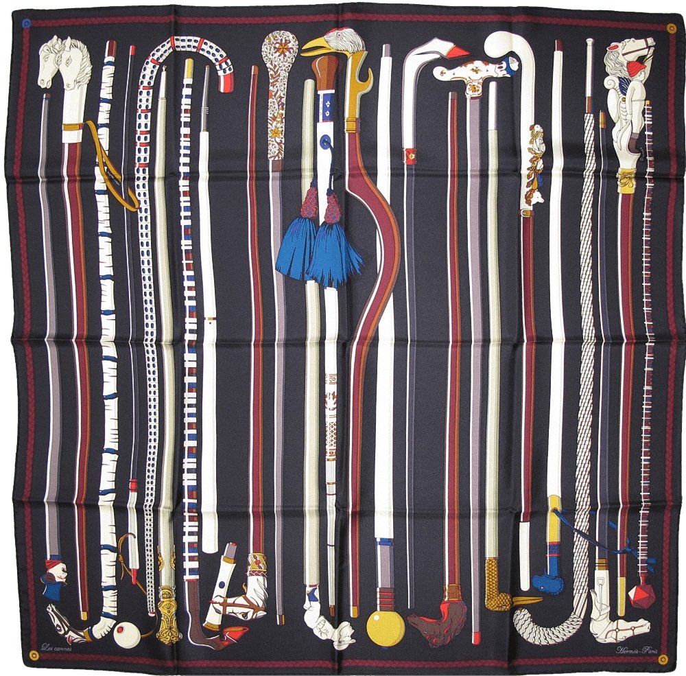 Hermes 2014 Black/Burgundy/Ivory LES CANNES by Virginie Jamin Twill 90cm, NIB! - poupishop