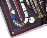 Hermes 2014 Black/Burgundy/Ivory LES CANNES by Virginie Jamin Twill 90cm, NIB! - poupishop