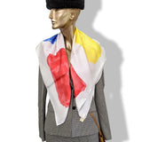 Hermes 2014 Blanc/Rouge/Mutlicolore Artist Carre by Claude Viallat Twill 90cm Scarf, NWT! - poupishop