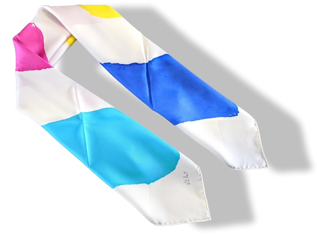 Hermes 2014 Blanc/Rouge/Mutlicolore Artist Carre by Claude Viallat Twill 90cm Scarf, NWT! - poupishop