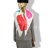 Hermes 2014 Blanc/Rouge/Mutlicolore Artist Carre by Claude Viallat Twill 90cm Scarf, NWT! - poupishop