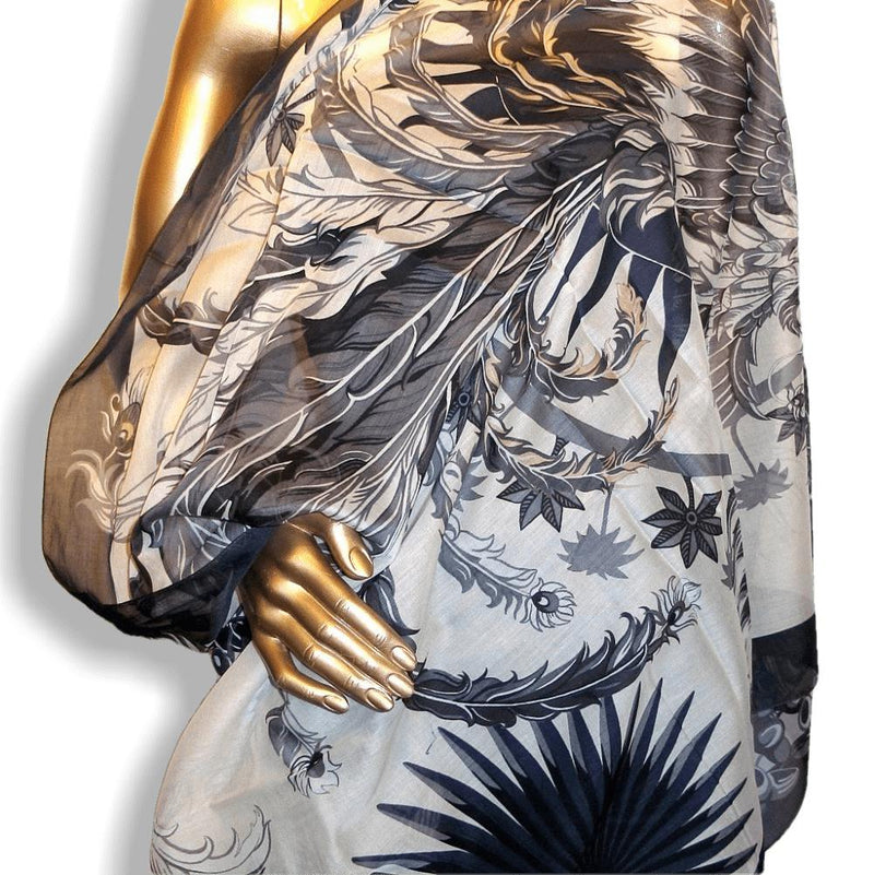 Hermes 2014 Bleu Nuit Mythique Phoenix Cotton Pareo Rare, NWT! - poupishop