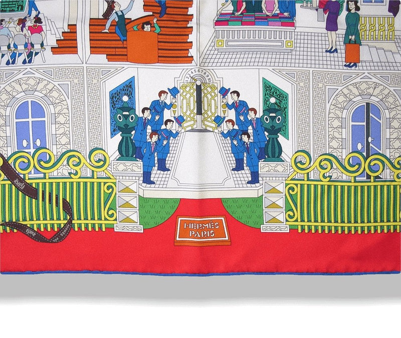 Hermes 2014 Blue Red White La maison des Carres by PIerre-Marie Twill 90cm, Mint in Box! - poupishop