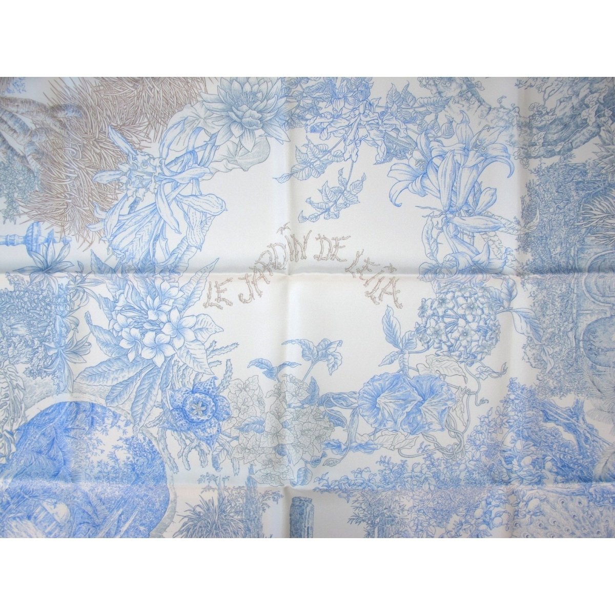 Hermes 2014 Blue White Grey Le Jardin de Leila by Françoise Houtin Twill 90cm, NIB! - poupishop