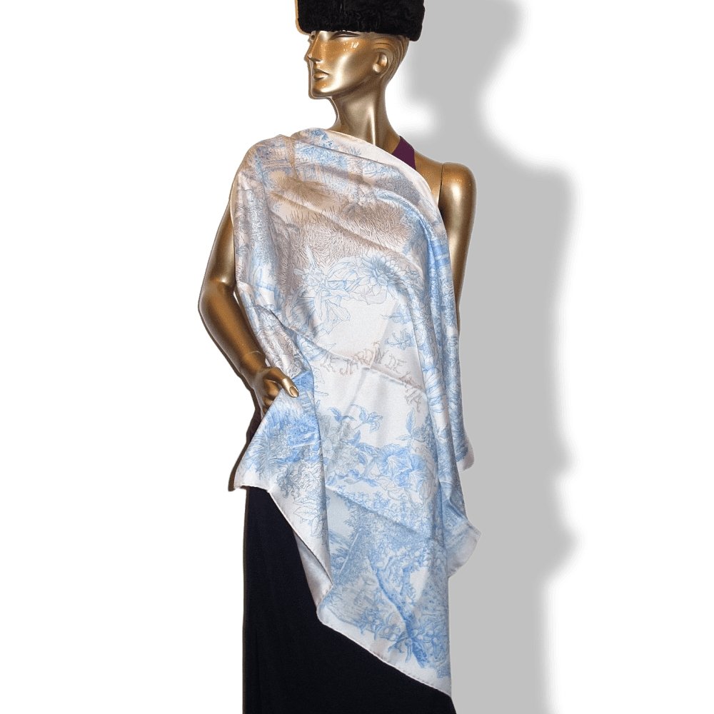 Hermes 2014 Blue White Grey Le Jardin de Leila by Françoise Houtin Twill 90cm, NIB! - poupishop