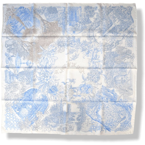 Hermes 2014 Blue White Grey Le Jardin de Leila by Françoise Houtin Twill 90cm, NIB! - poupishop