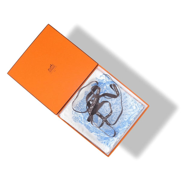 Hermes 2014 Blue White Grey Le Jardin de Leila by Françoise Houtin Twill 90cm, NIB! - poupishop