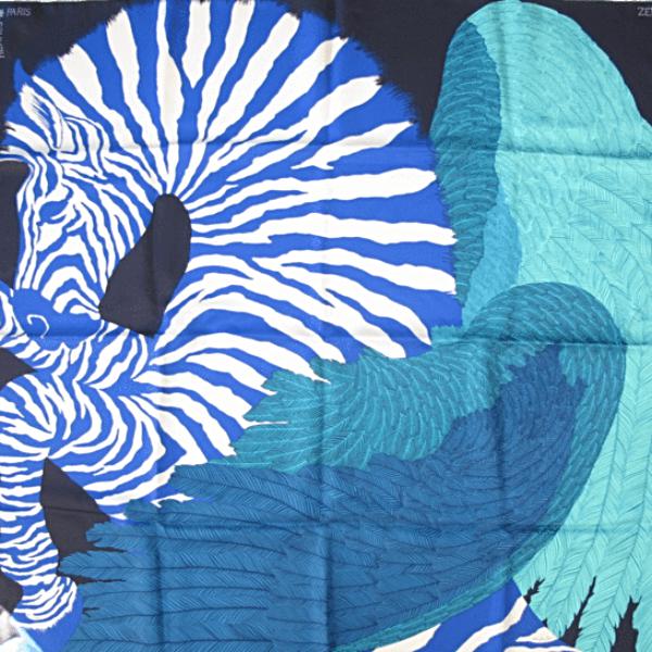 Hermes 2014 Blue Zebra Pegasus by Alice Shirley Twill 90cm - poupishop