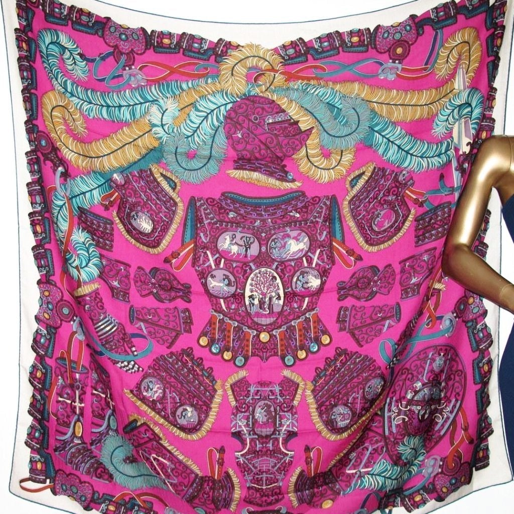 hermes shawl egide de mars rose vif prune