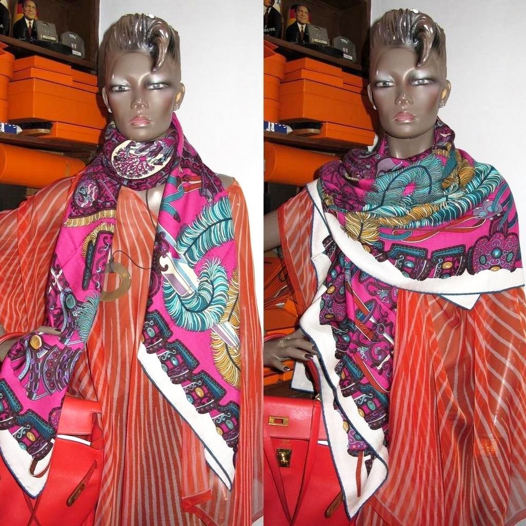 hermes shawl egide de mars rose vif prune