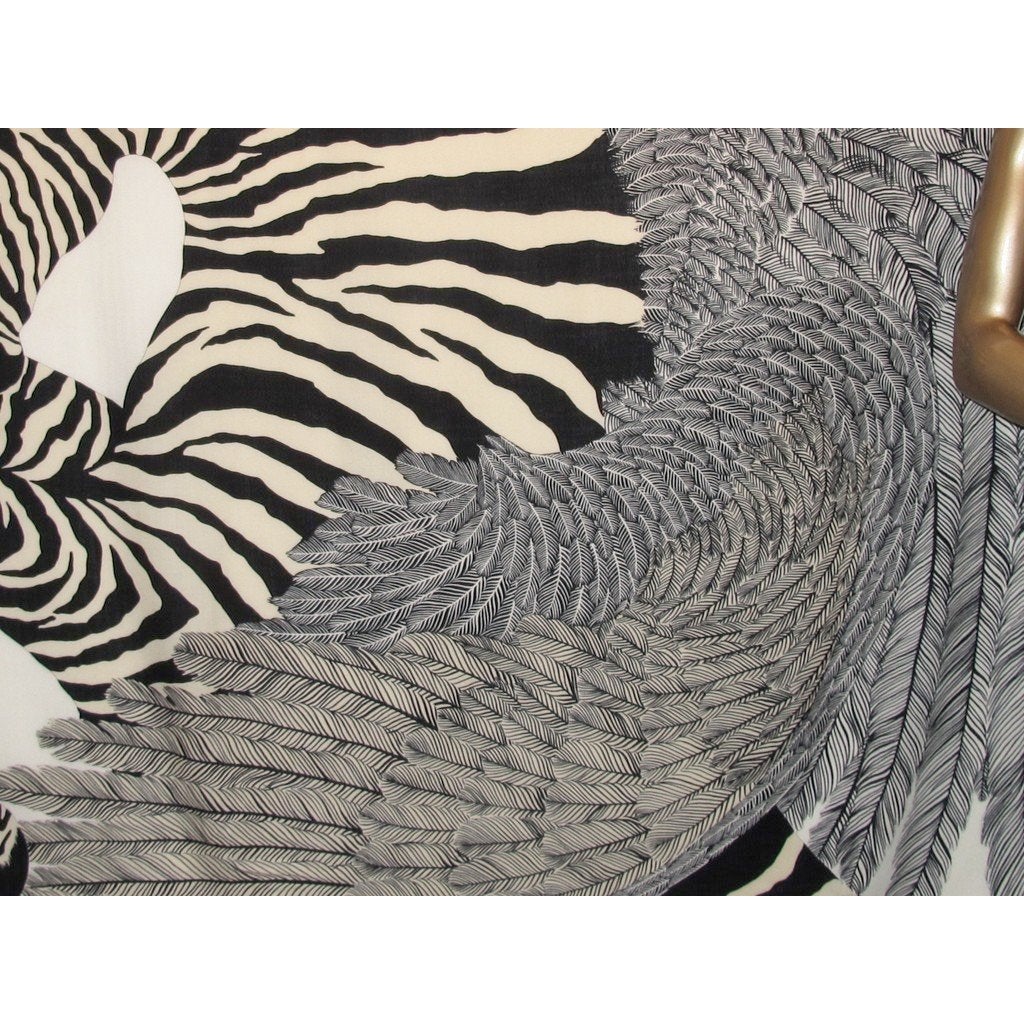 Hermes B/W Zebra Pegasus Cashmere Shawl 140