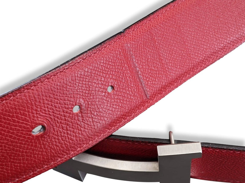 100% Authentic Hermes Pink/Red Togo & Epsom Leather Belt 42 MM - size  75