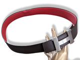 Hermes 2014 Moka/Rouge Barenia/Epsom Reversible Strap Belt 42 MM Sz 100, Used!