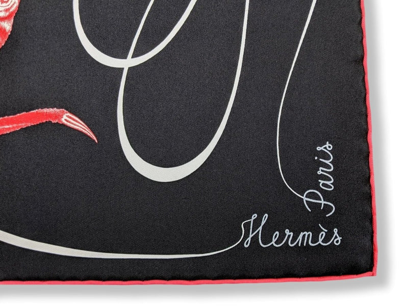 Hermes 2014 Noir/Blanc/Rouge FAUNE LETTREE by Florence Manlik Twill 90