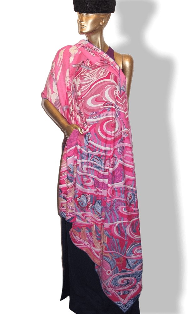 Hermes De la Mer au Ciel by Laurence Bourthoumieux Cashmere 65% Shawl 140