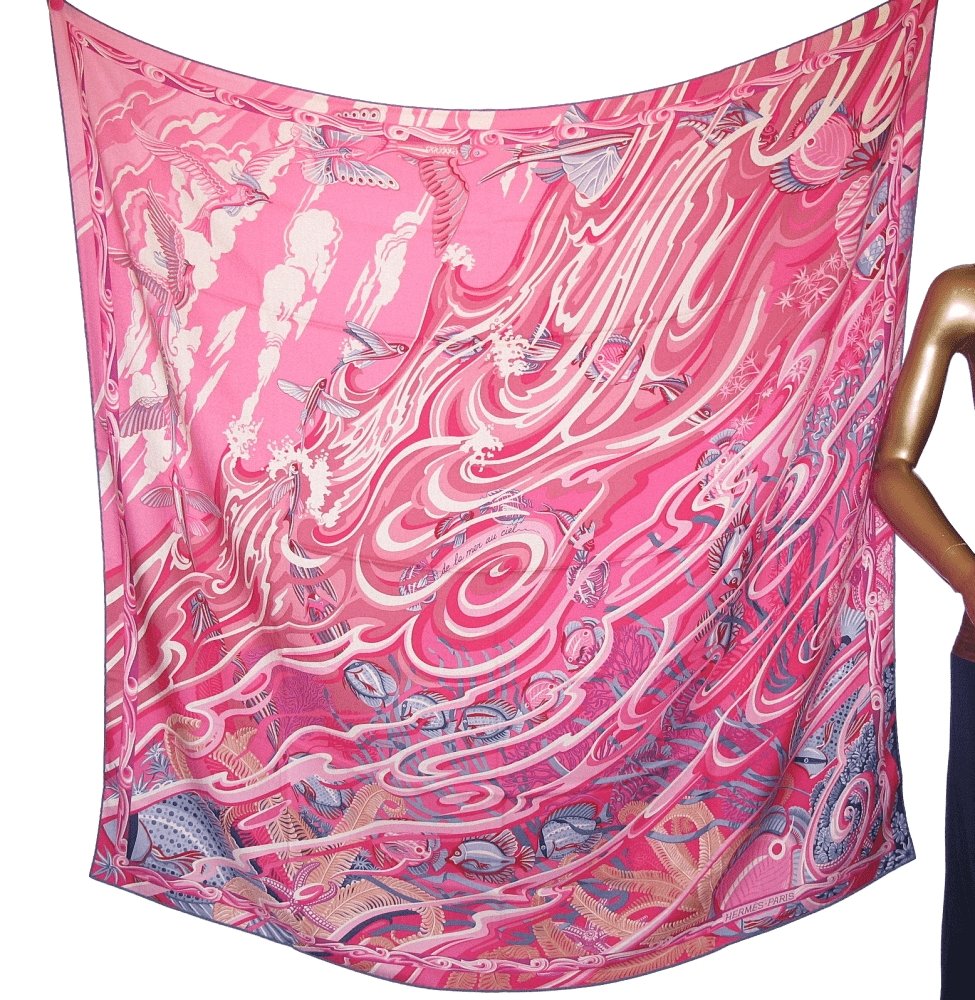 Hermes De la Mer au Ciel by Laurence Bourthoumieux Cashmere 65% Shawl 140