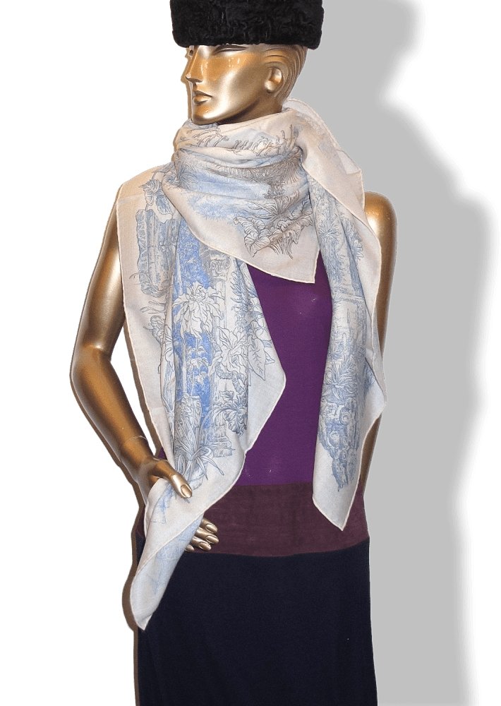Hermes Le Jardin de Leila by Francois Houtin Cashmere Shawl 140