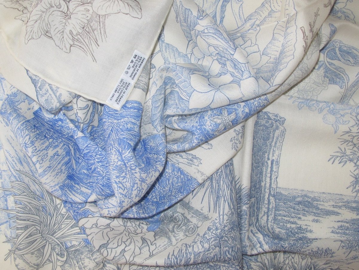 Hermes Le Jardin de Leila by Francois Houtin Cashmere Shawl 140