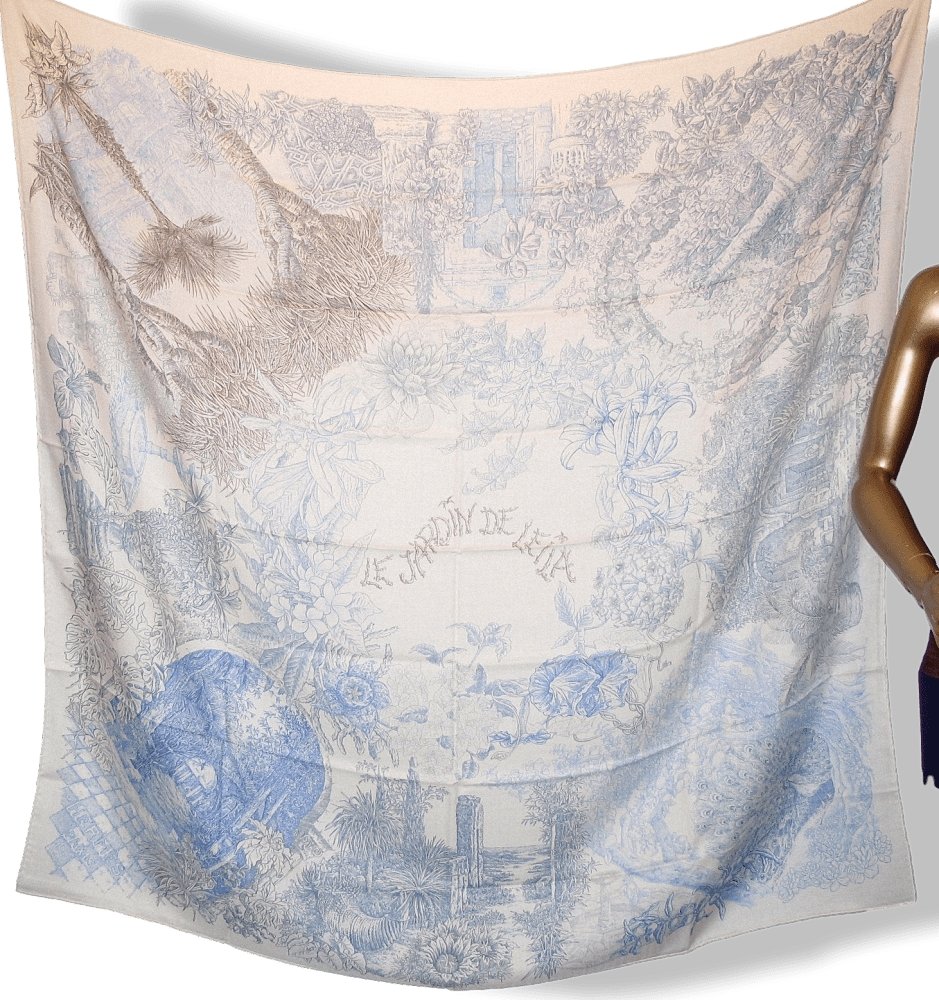 Hermes Le Jardin de Leila by Francois Houtin Cashmere Shawl 140
