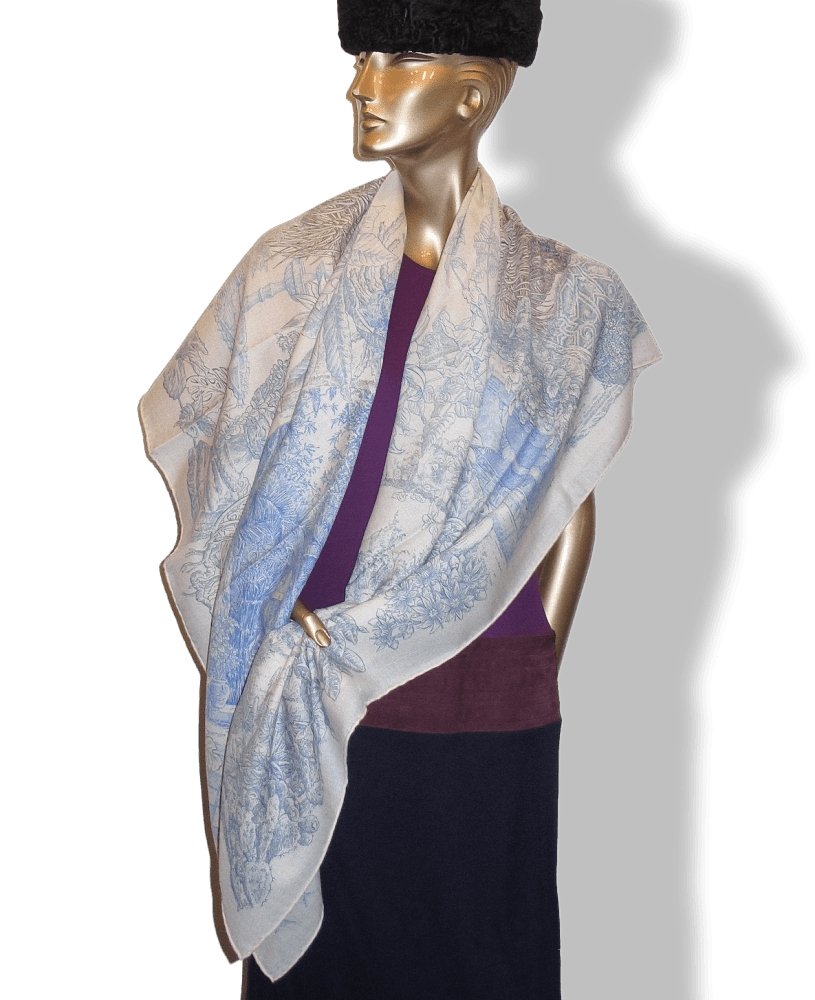 Hermes Le Jardin de Leila by Francois Houtin Cashmere Shawl 140