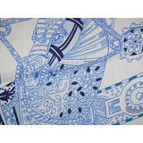   Hermes 2014 White Blue Le Songe de la Licorne by Annie Faivrre Cashmere Shawl 140