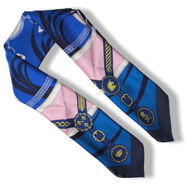 Hermes 2015 Blue Pink La Promenade du Matin Twill Silk Carre 90cm, New! - poupishop